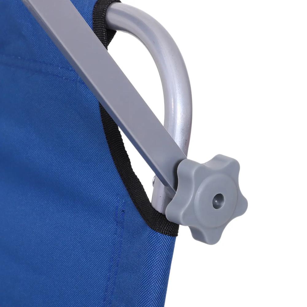 Outsunny Single Sun Lounger, with Awning and Reclining Back - Blue 8
