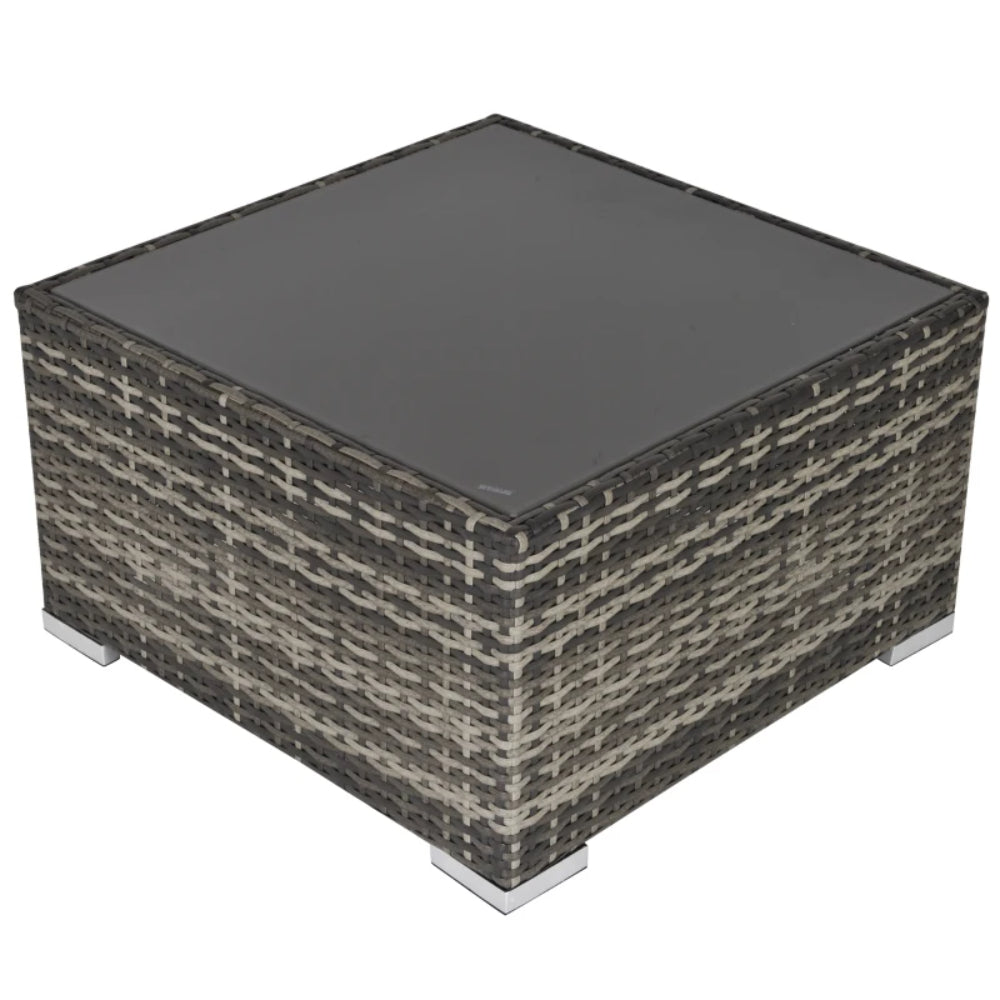 Outsunny Square PE Wicker Rattan Table, with Glass Top