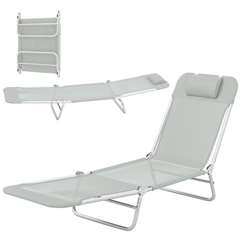 Outsunny Steel Frame Sun Lounger, with Reclining Back 21