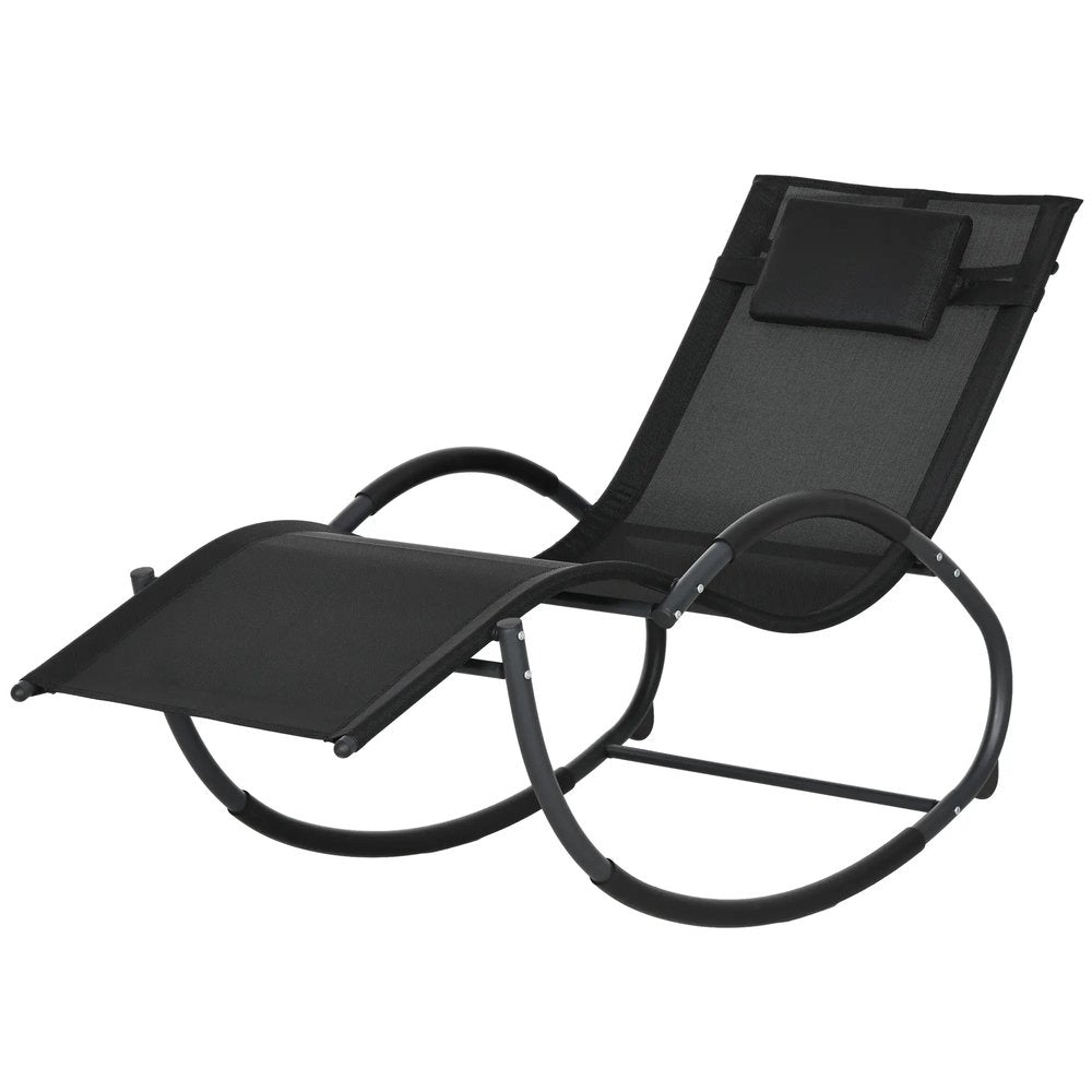 Outsunny Steel Frame Zero Gravity Rocking Chair, with Pillow - Black 10