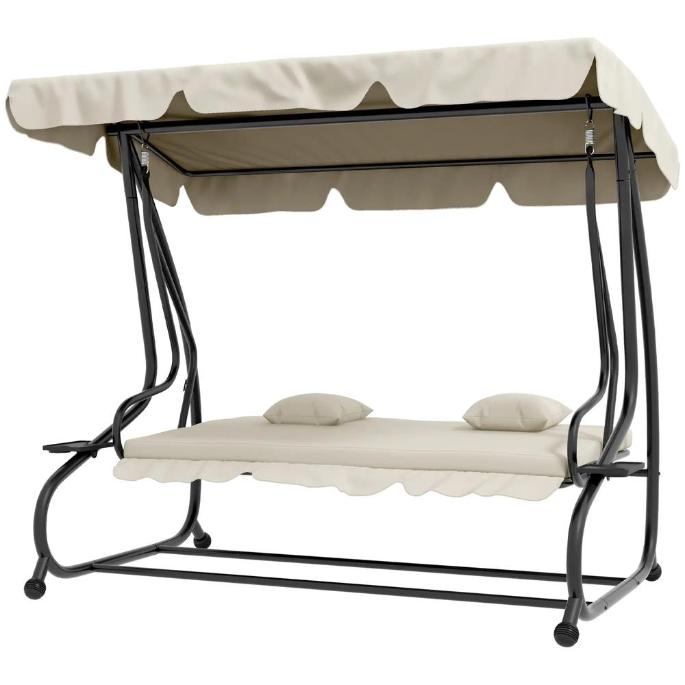 Outsunny Three-Person garden Swing Chair, with Adjustable Canopy 66