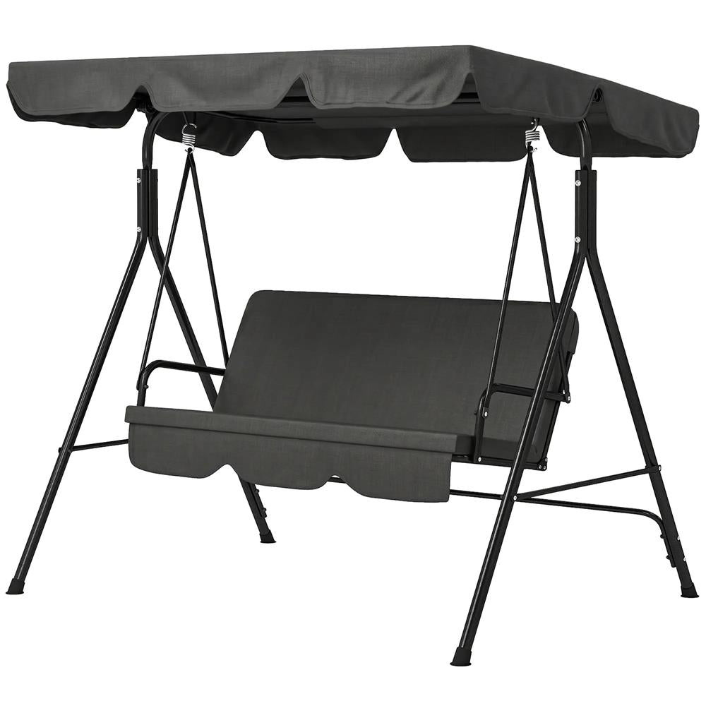 Outsunny Three-Seater Garden Swing Chair, with Adjustable Canopy 28