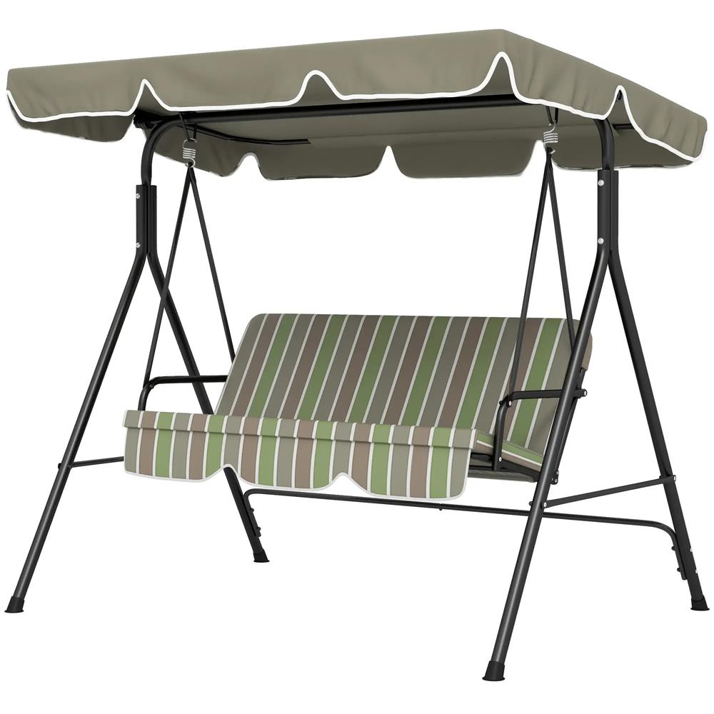 Outsunny Three-Seater Garden Swing Chair, with Adjustable Canopy - Green 10