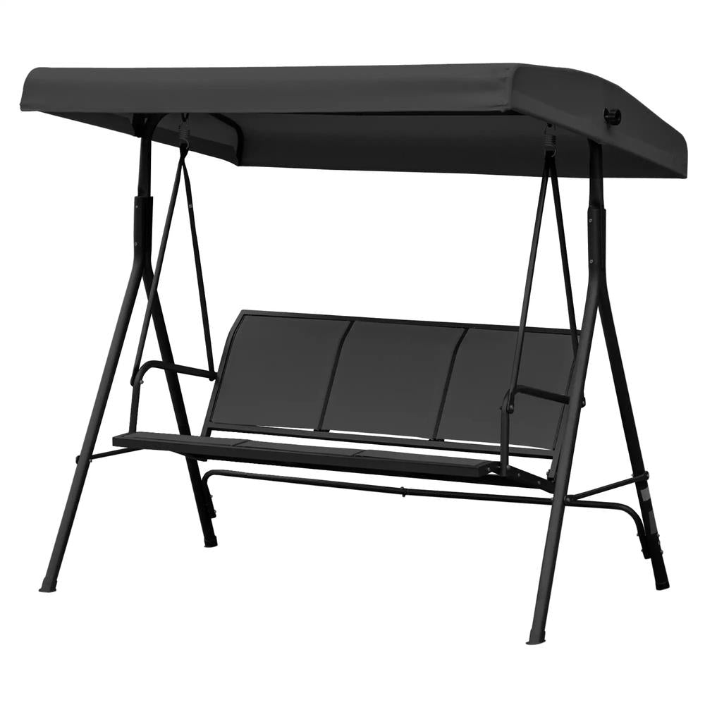 Outsunny Three-Seater Garden Swing Chair, with Canopy - Black 11