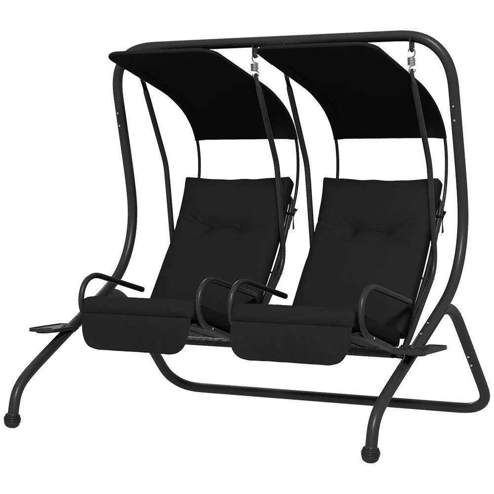 Outsunny Two-Seat Garden Swing Chair, with Protective Canopy 31