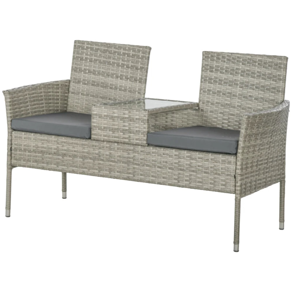 Outsunny Two-Seat Rattan Chair, with Middle Table