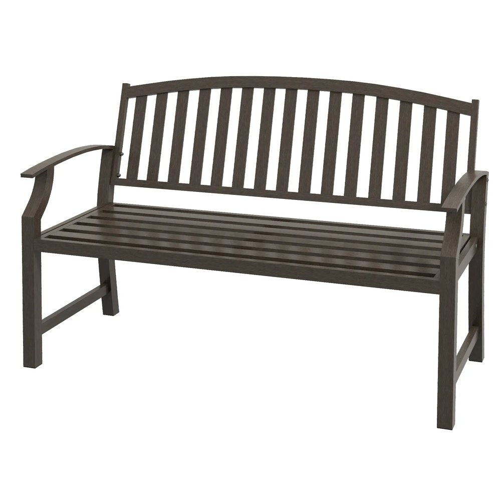 Outsunny Two-Seater Simple Metal Bench - Brown 10
