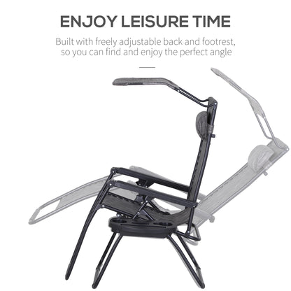 2 Piece Foldable Reclining Chair Headrest Footrest - Outsunny image 6
