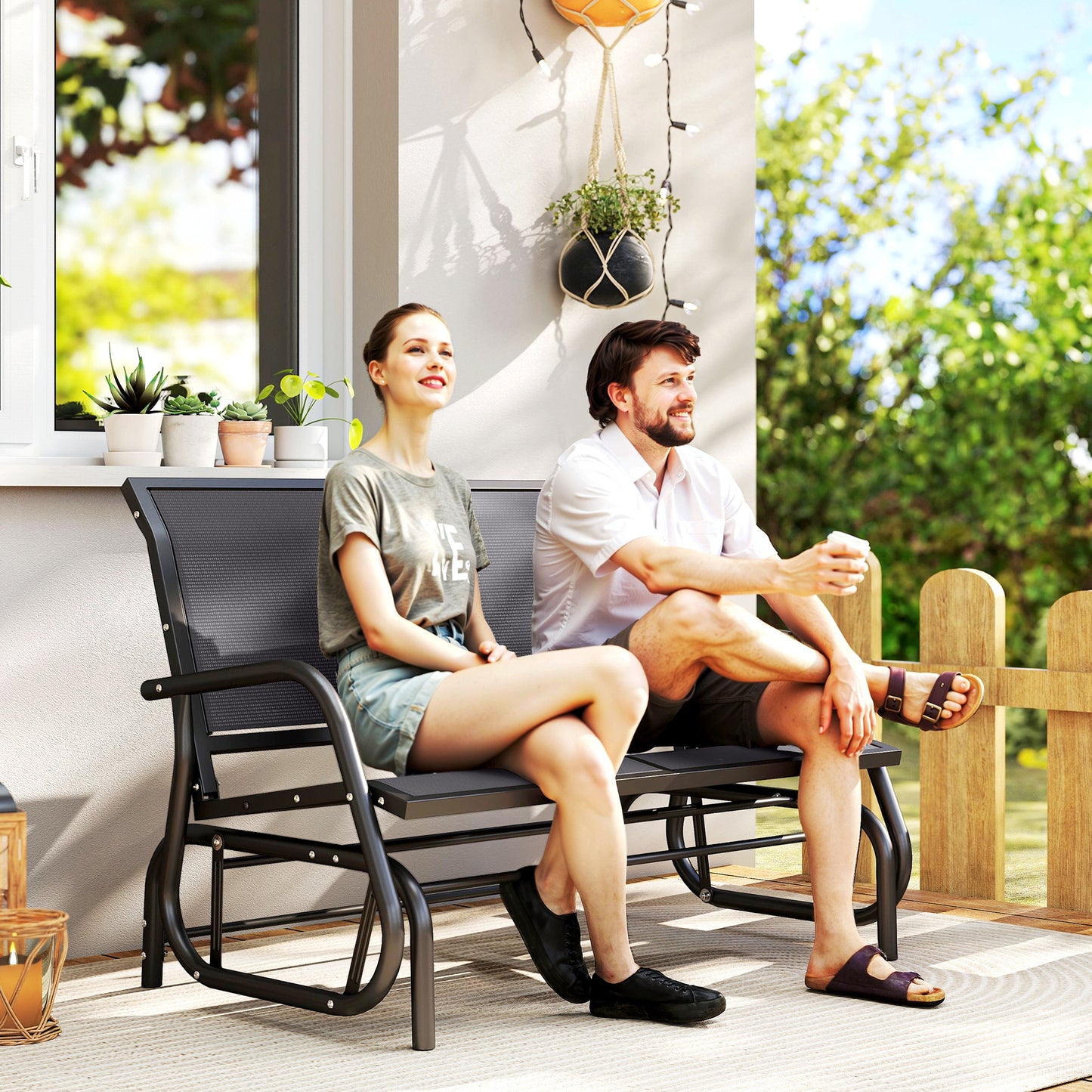 2 Person Glider Bench Patio Double Swing Gliding Chair - Outsunny image 1