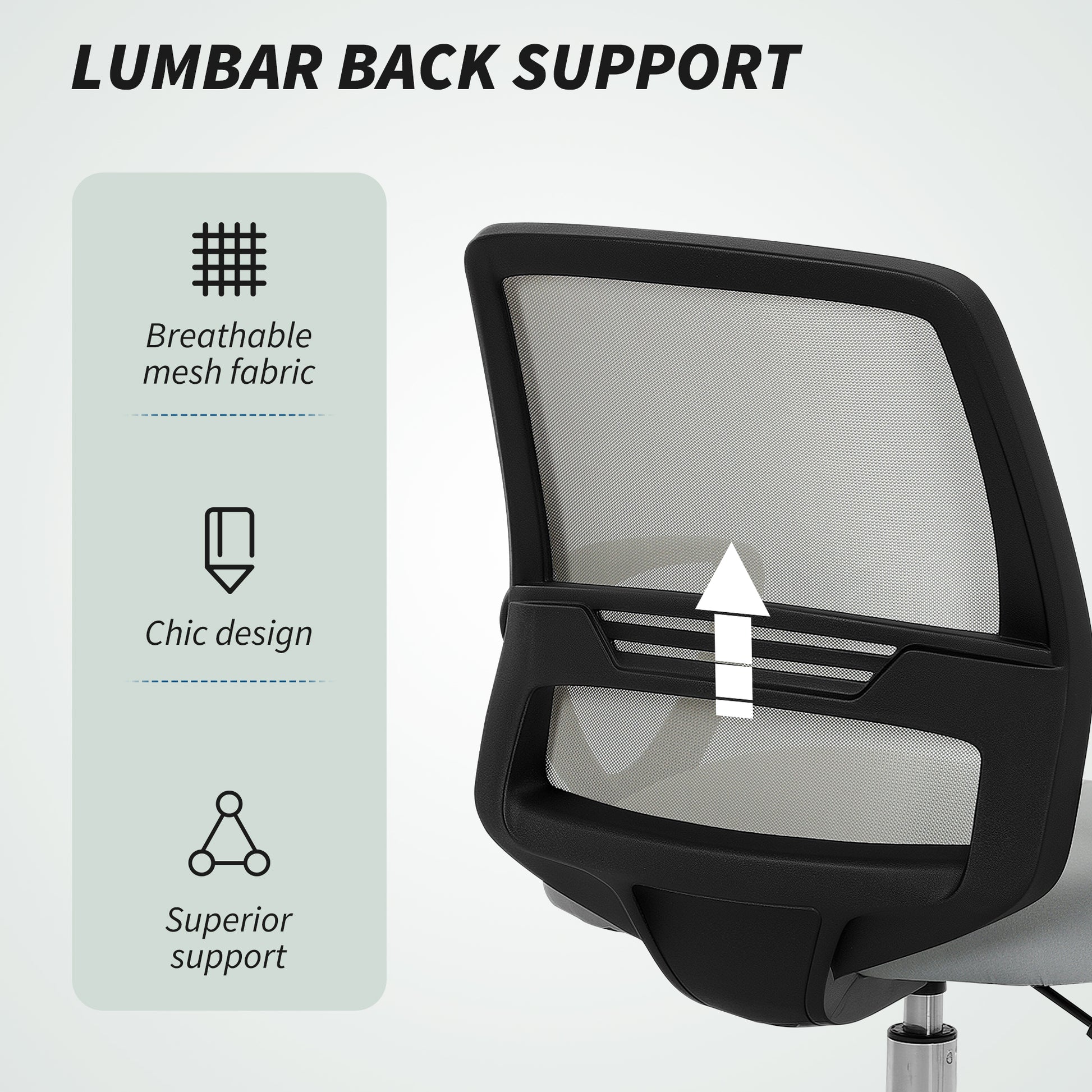 100-120cm Draughtsman Office Chair, with Footrest - Light Grey - Vinsetto image 4