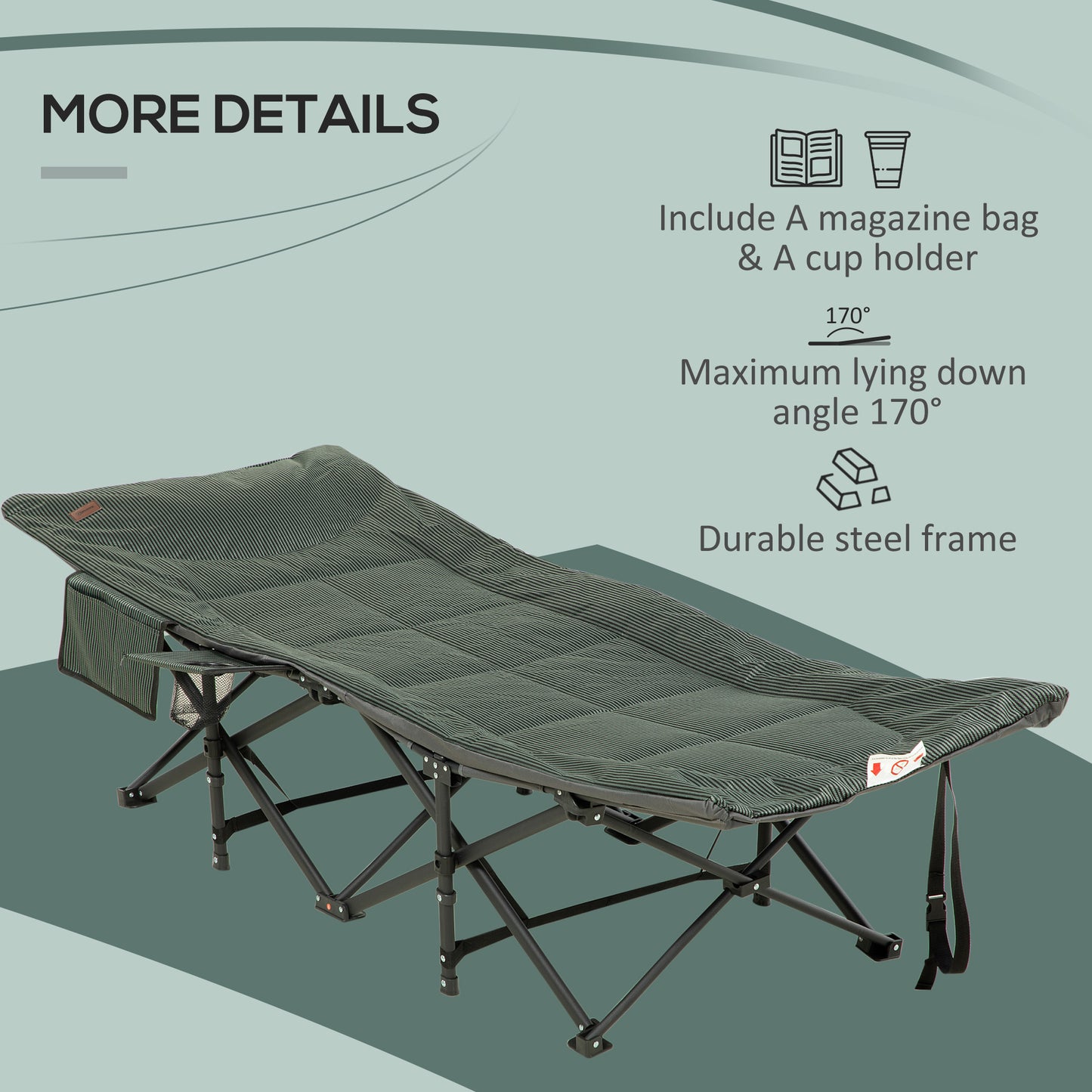 Foldable Camp Bed Padded Patio Camping Bed Carry Bag - Outsunny image 5