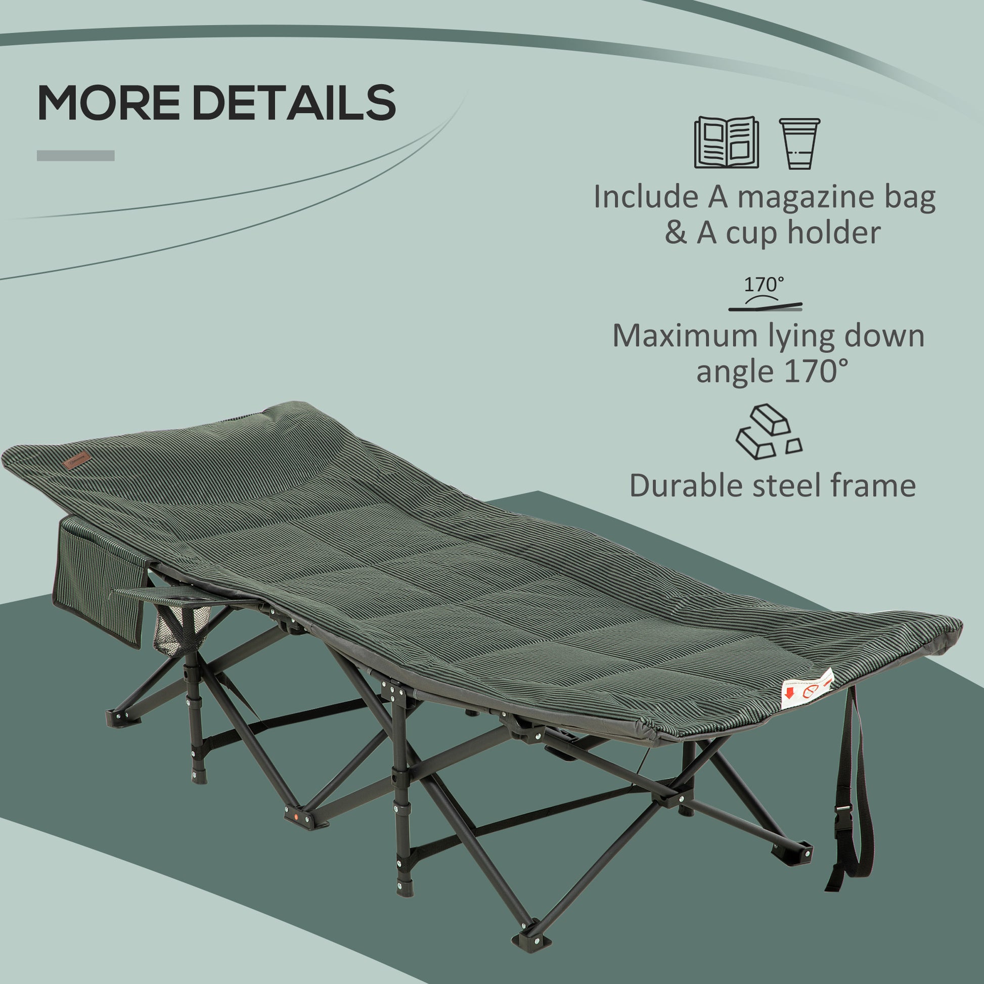 Foldable Camp Bed Padded Patio Camping Bed Carry Bag - Outsunny image 5