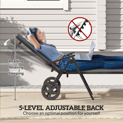 Five Position Reclining Sun Lounger Grey - Outsunny image 3