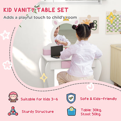 UnicornDesign Kids Dressing Table Mirror Stool White - Zonekiz image 3