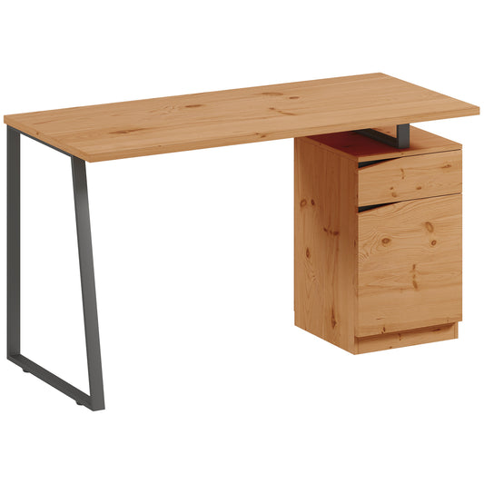 Writing Desk with Cabinet - Natural Wood Finish - HOMCOM image 0