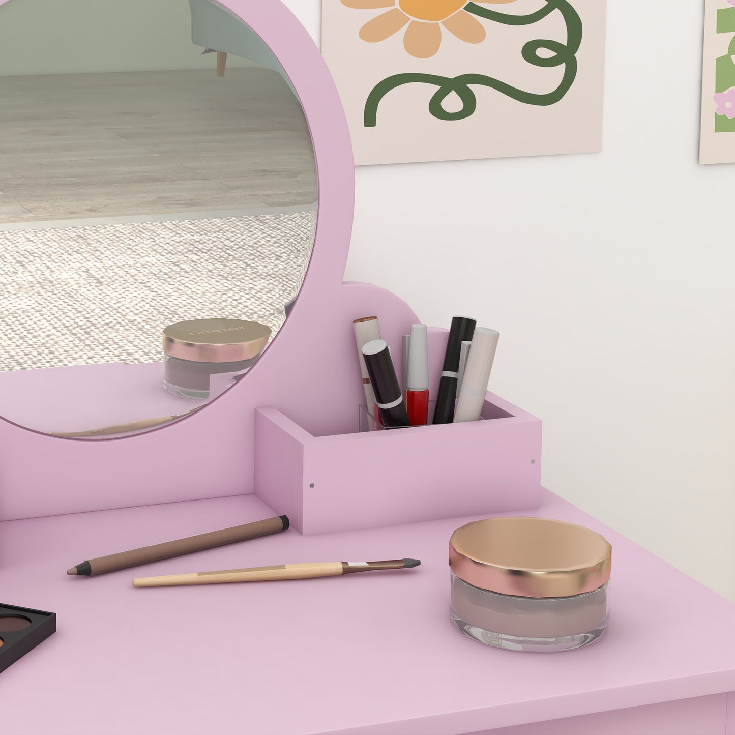 Kids Vanity Table Pink - Zonekiz image 8