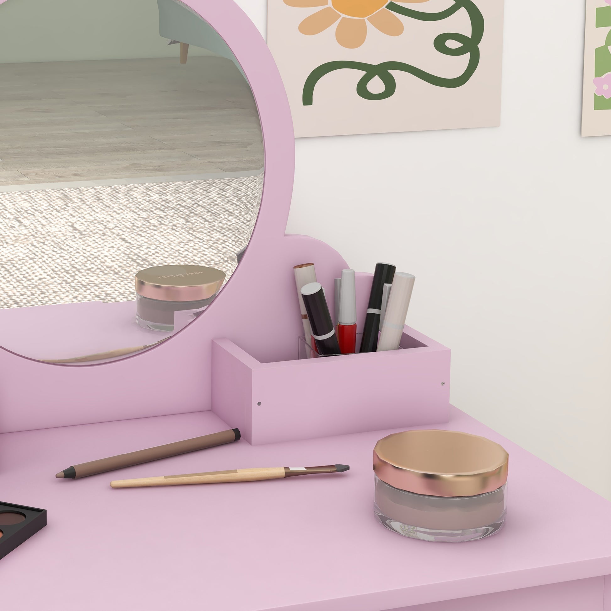 Kids Vanity Table Pink - Zonekiz image 8