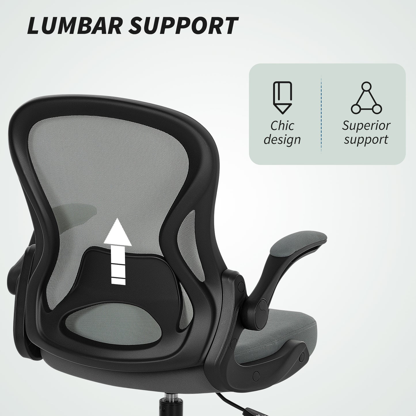 Draughtsman Chair with Flip up Armrests Charcoal Grey - Vinsetto image 5