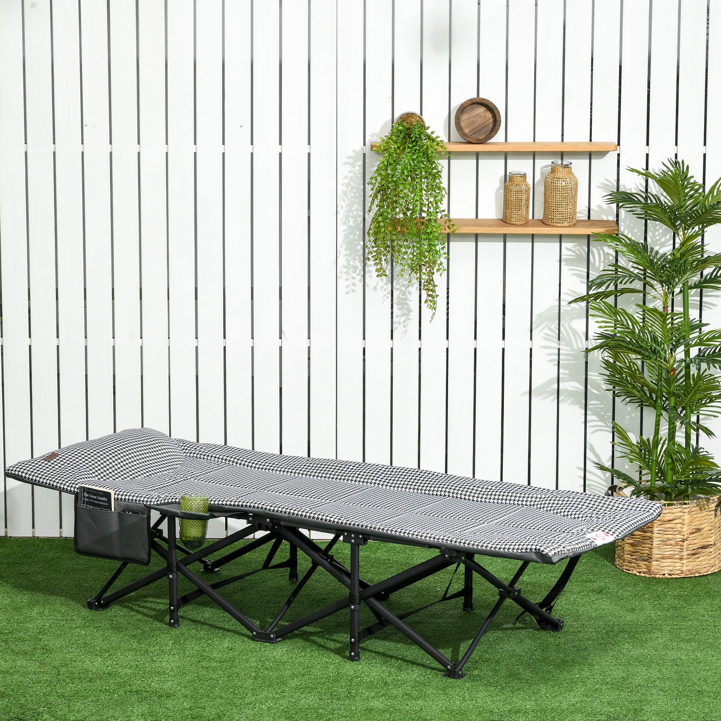 Foldable Camp Bed Padded Patio Camping Bed Carry Bag - Outsunny image 7