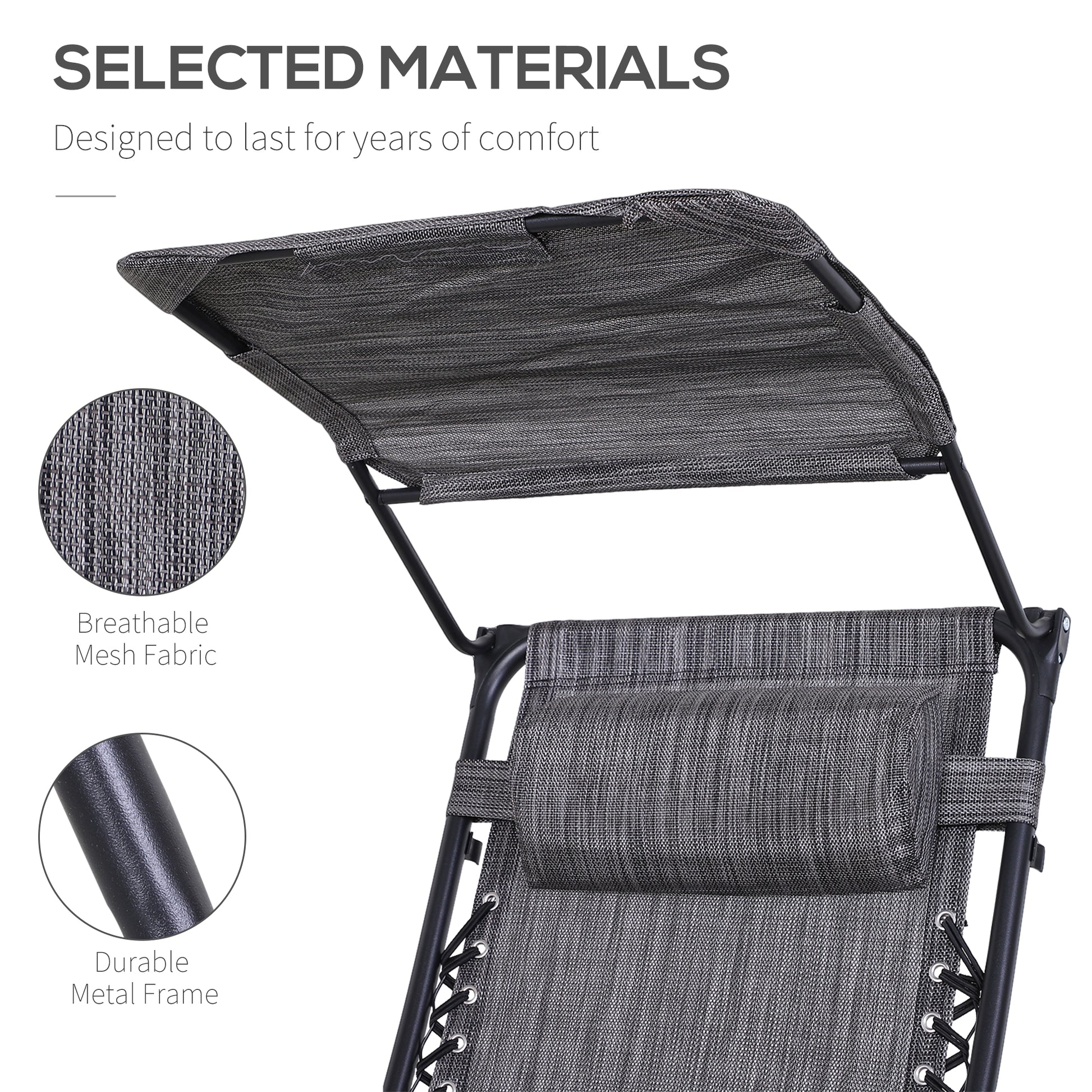 2 Piece Foldable Reclining Chair Headrest Footrest - Outsunny image 4