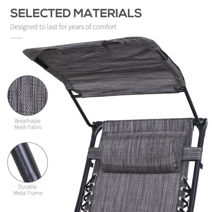 2 Piece Foldable Reclining Chair Headrest Footrest - Outsunny image 4