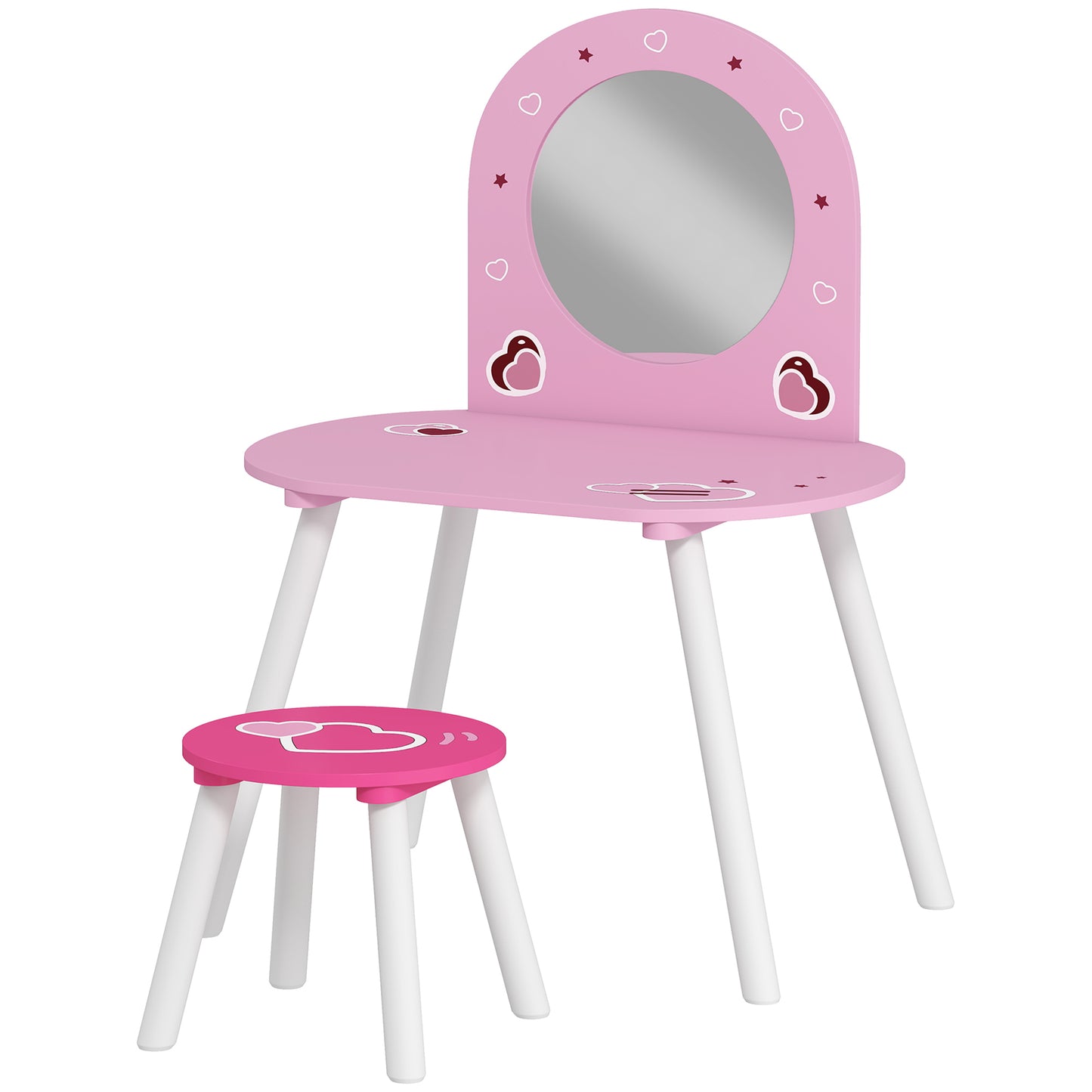 Kids Dressing Table Mirror Stool Ages 3-6 Years Pink - Aiyaplay image 0