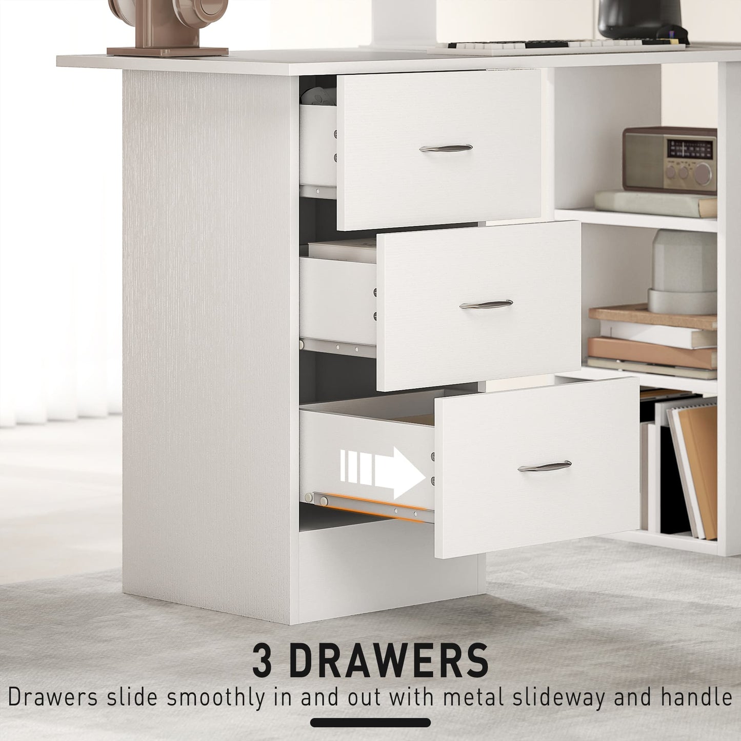 Computer Desk Writing Table PC Workstation 3 Shelves - HOMCOM image 4