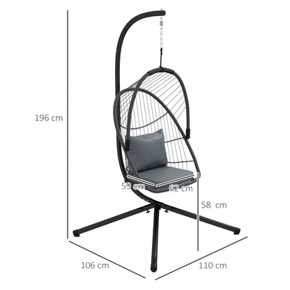 Single Egg Chair Steel Frame Stand Grey - Outsunny image 2