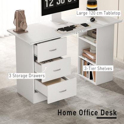 Computer Desk Writing Table PC Workstation 3 Shelves - HOMCOM image 3