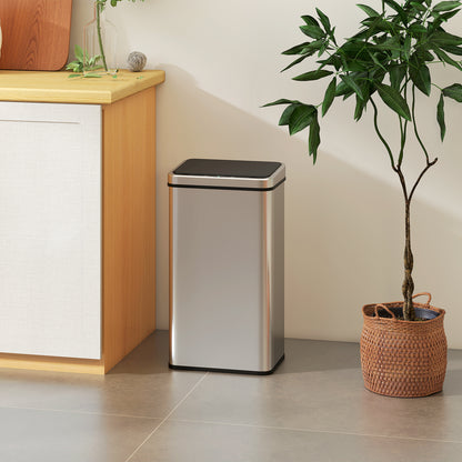 50L Sensor Bin with Quiet Soft-Close Lid - Silver Tone - HOMCOM image 1