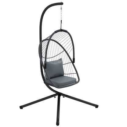 Single Egg Chair Steel Frame Stand Grey - Outsunny image 0