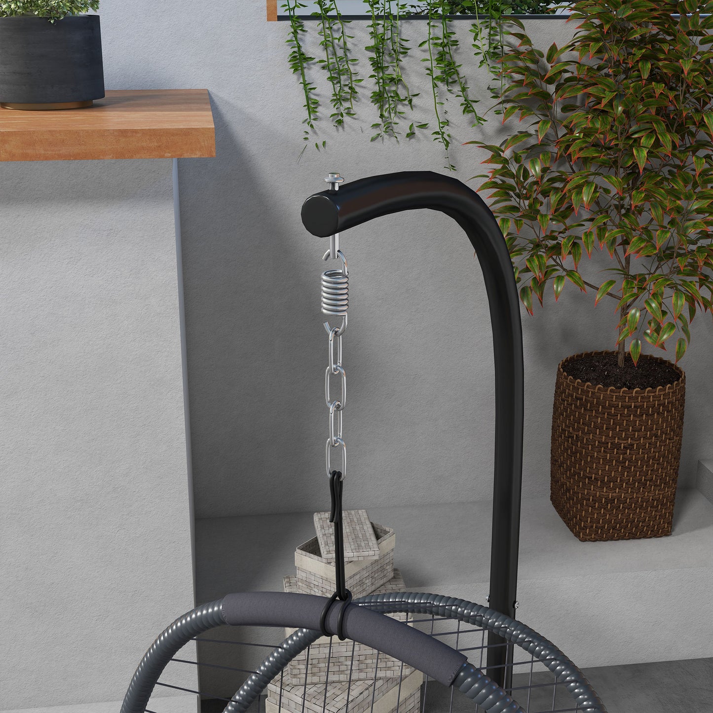 Single Egg Chair Steel Frame Stand Grey - Outsunny image 7