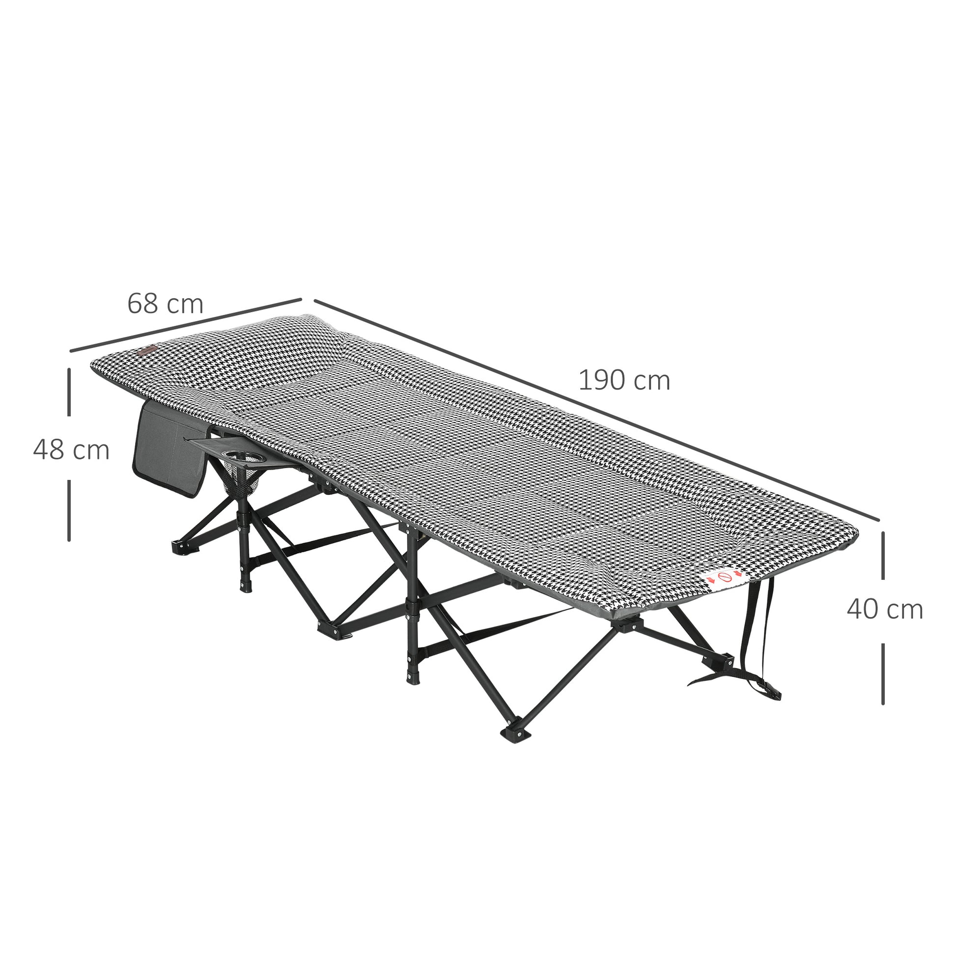 Foldable Camp Bed Padded Patio Camping Bed Carry Bag - Outsunny image 2