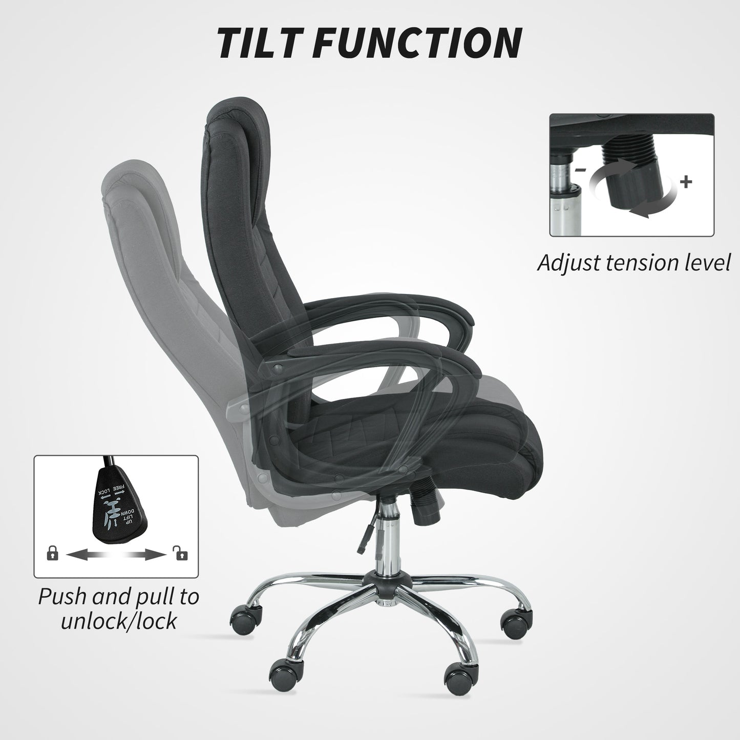 Linen Look Swivel Office Chair Black - Vinsetto image 5