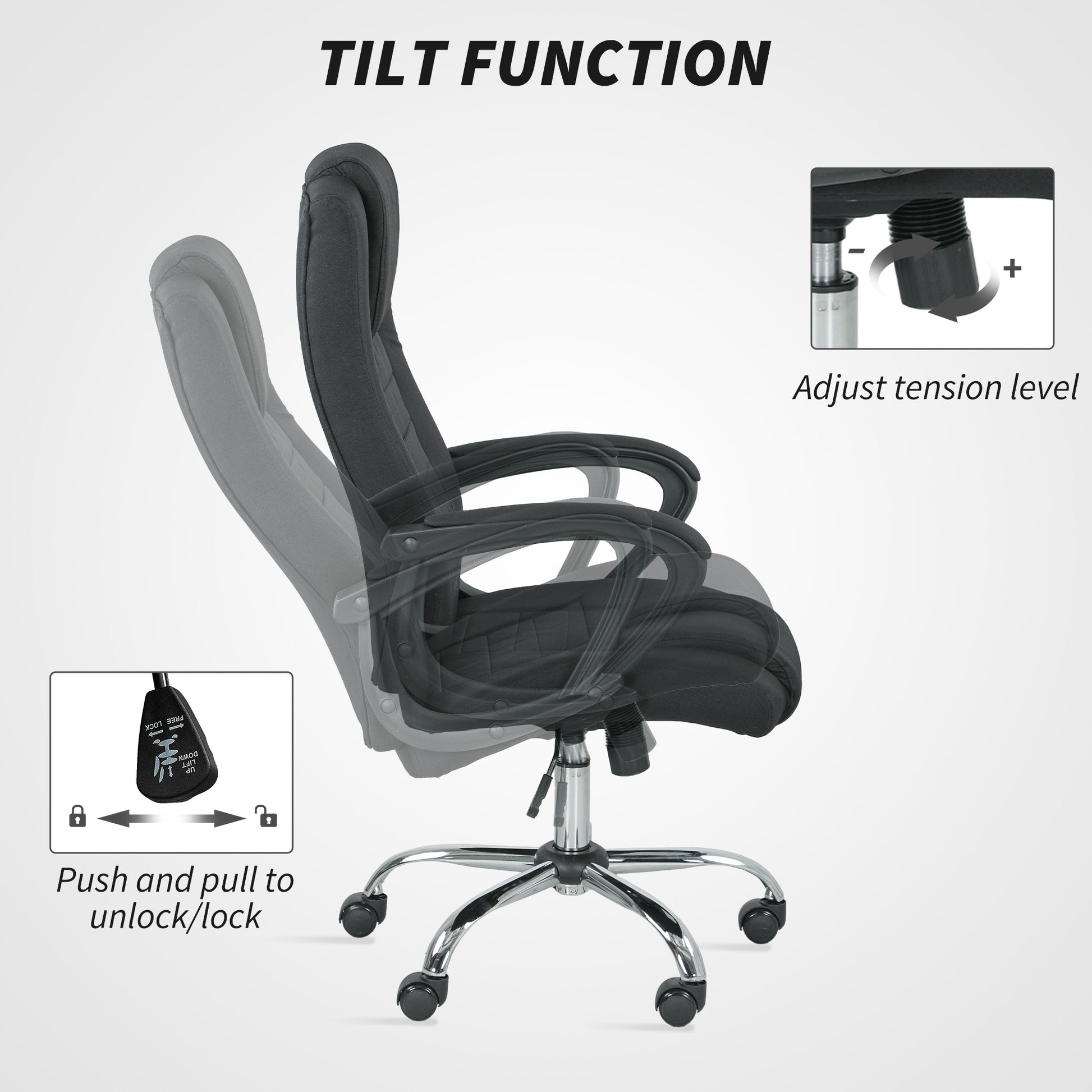 Linen Look Swivel Office Chair Black - Vinsetto image 5