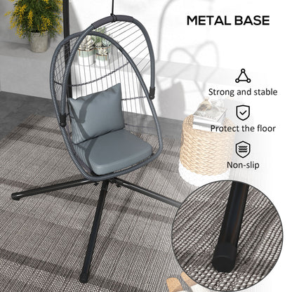 Single Egg Chair Steel Frame Stand Grey - Outsunny image 4