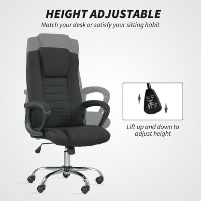 Linen Look Swivel Office Chair Black - Vinsetto image 3