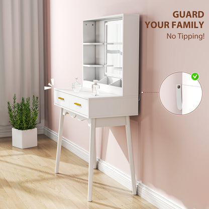 Elegant Dressing Table LED Mirror White - Homcom image 7