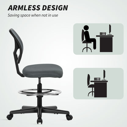 Ergonomic Mesh Standing Desk Chair Footrest Ring Seat - Vinsetto image 5