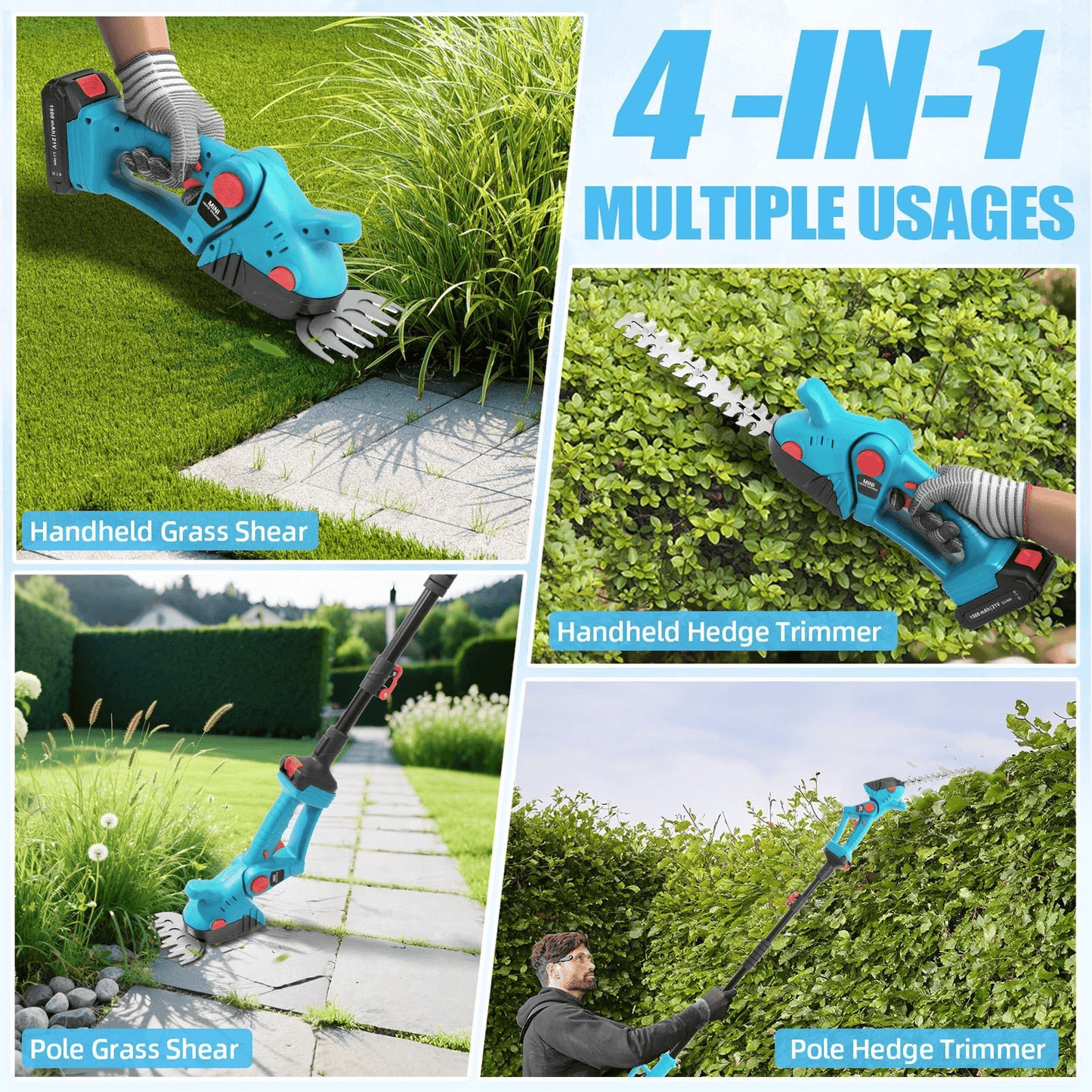 Cordless Pole Hedge Trimmer #2026 Upgraded Hedge Trimmer (Long Reach)