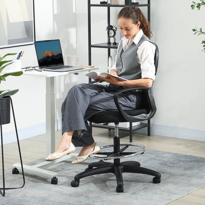 Drafting Chair with Adjustable Footrest Black - Vinsetto image 8