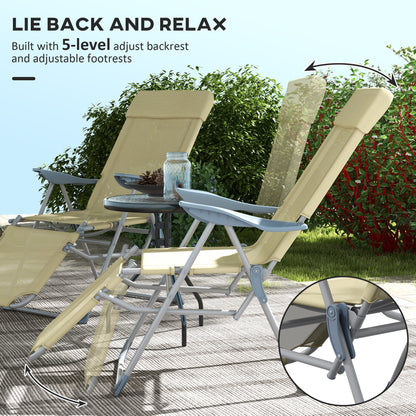 Set of Two Sun Loungers Five Position Backs Beige - Outsunny image 6