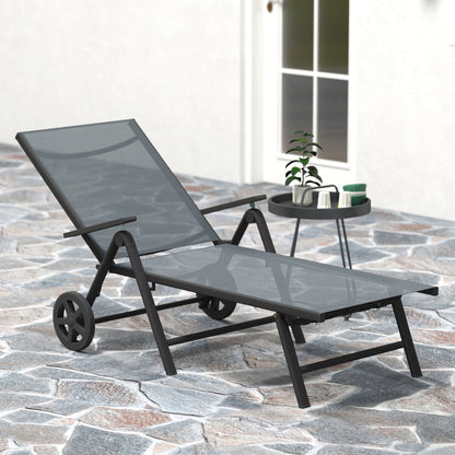 Five Position Reclining Sun Lounger Grey - Outsunny image 7