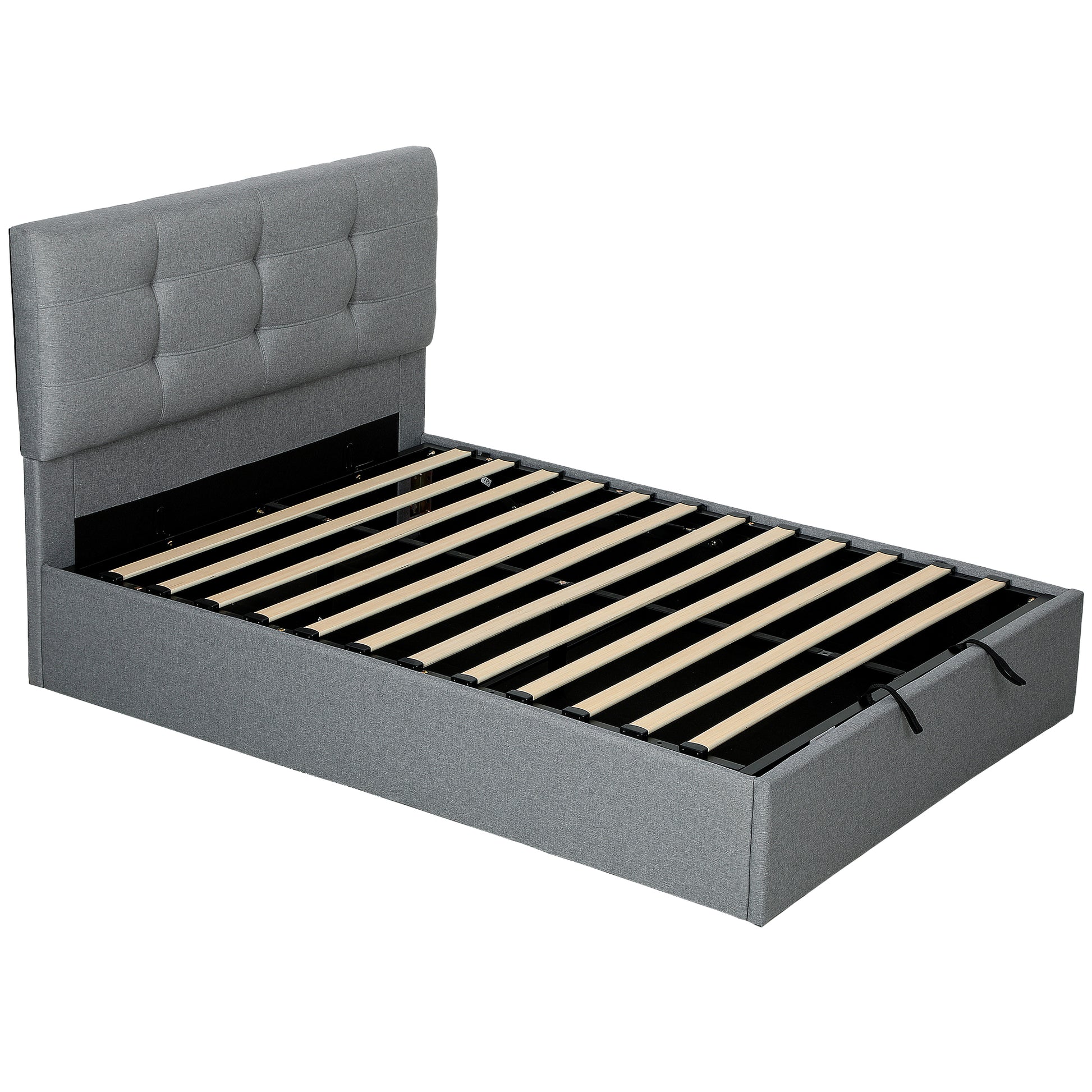 4ft 6" Double Ottoman Bed Gas Lift Storage Grey - Homcom image 0
