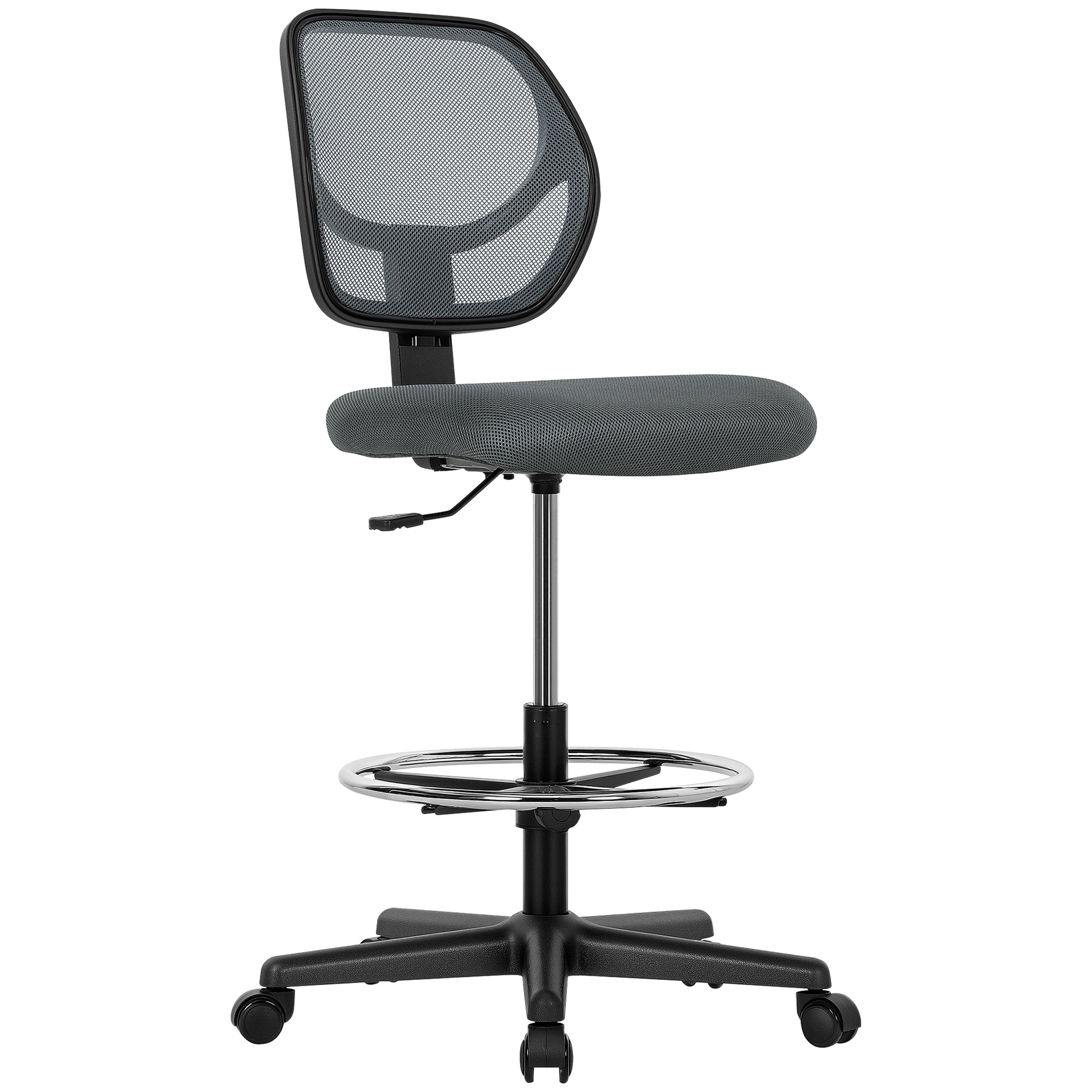 Ergonomic Mesh Standing Desk Chair Footrest Ring Seat - Vinsetto image 0
