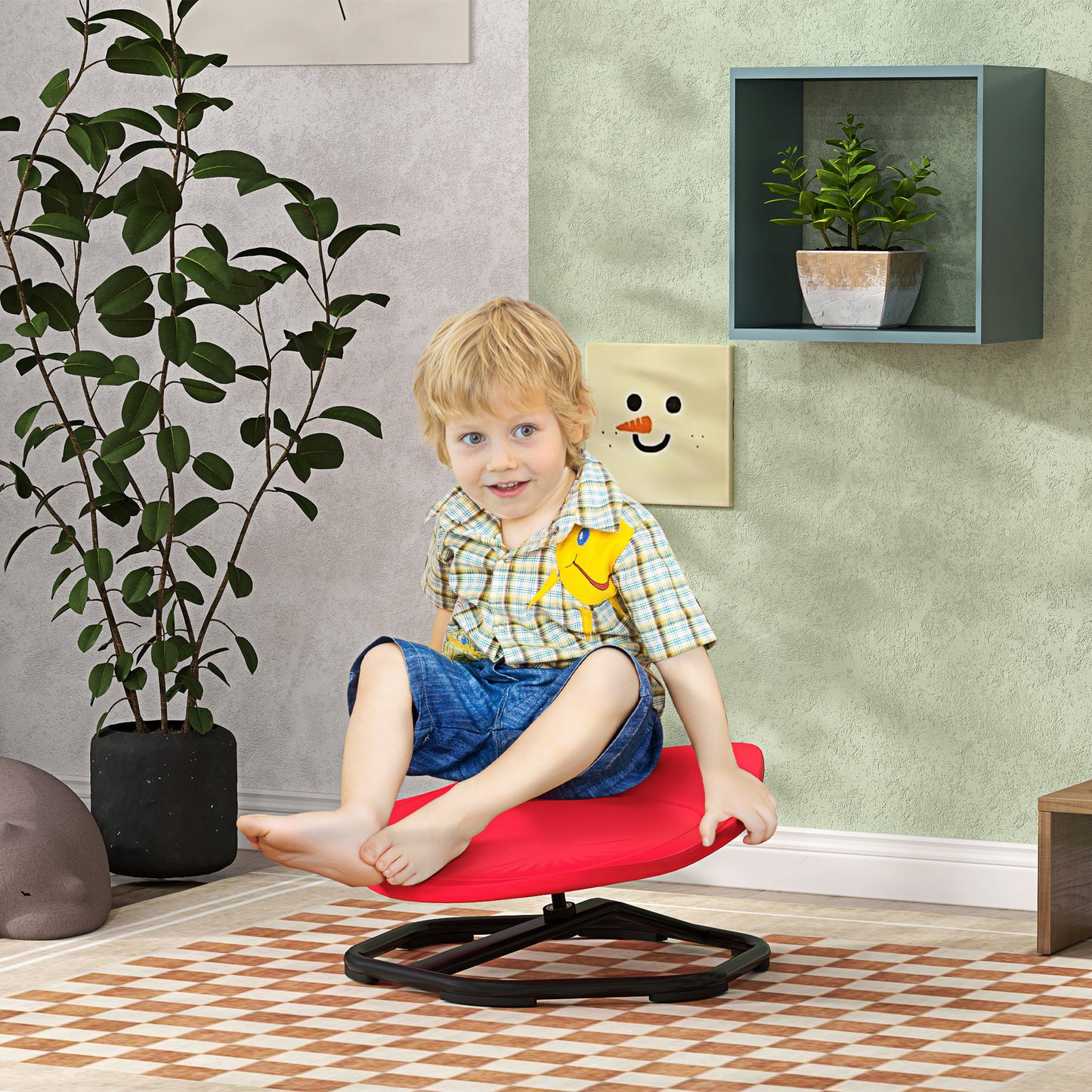 Sensory Spinning Chair Kids Coordination Balance Red - Aiyaplay image 1