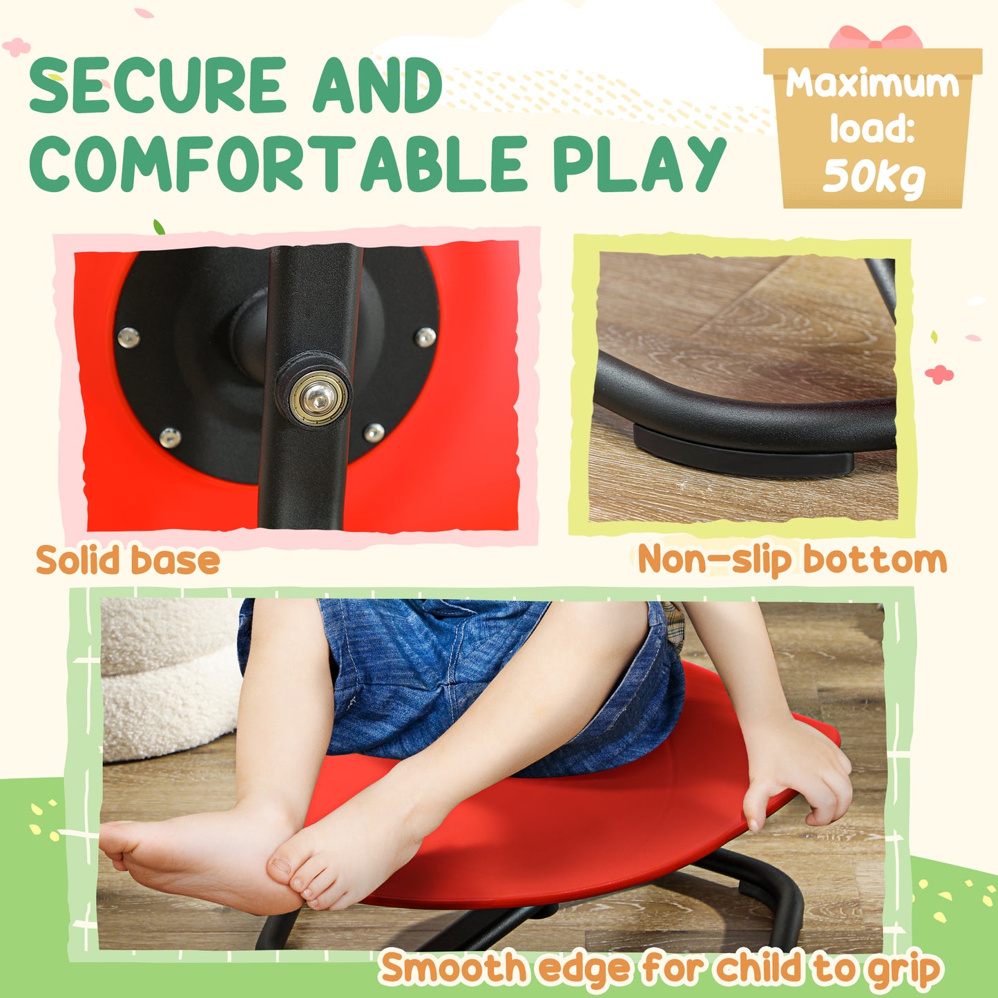 Sensory Spinning Chair Kids Coordination Balance Red - Aiyaplay image 4