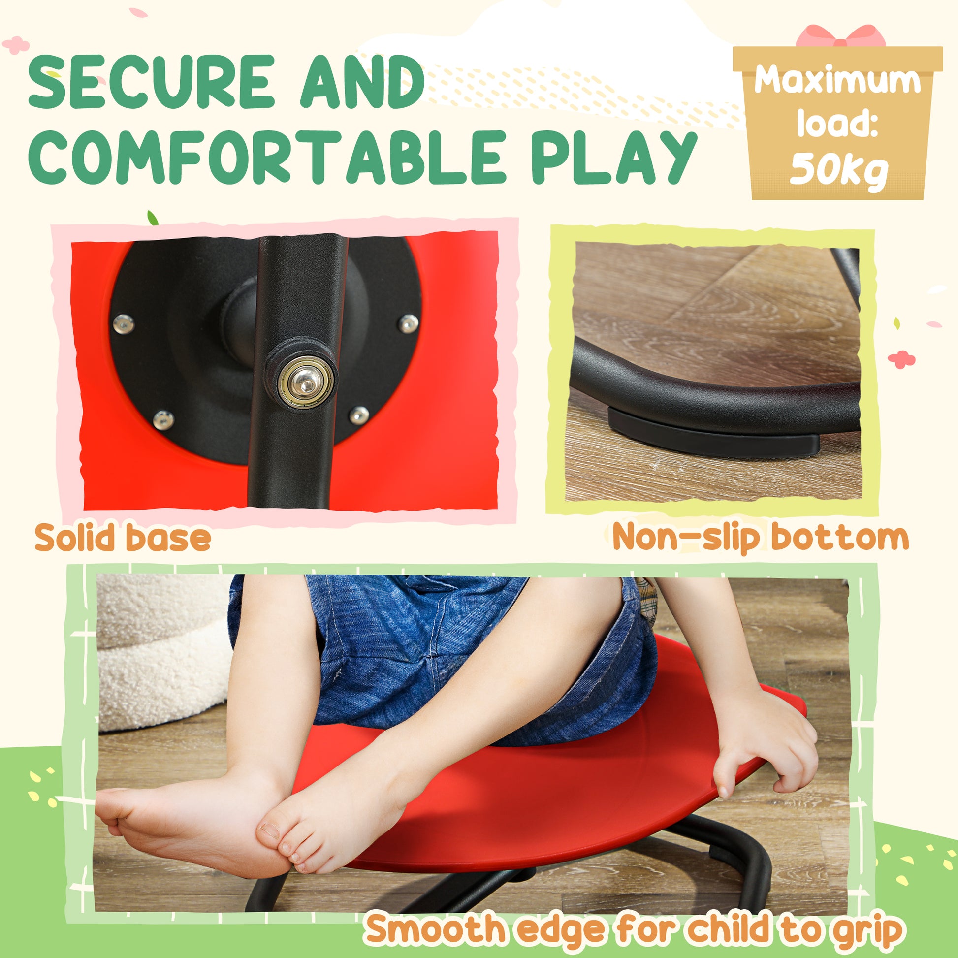 Sensory Spinning Chair Kids Coordination Balance Red - Aiyaplay image 4