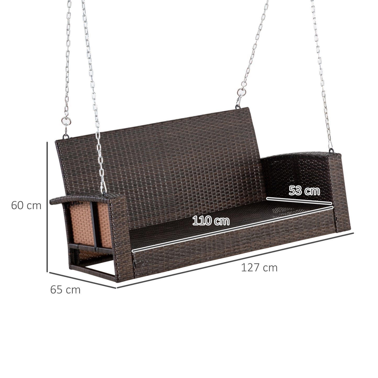 2 Seater Rattan Swing Chair Porch Swing Bench Loveseat - Outsunny image 2