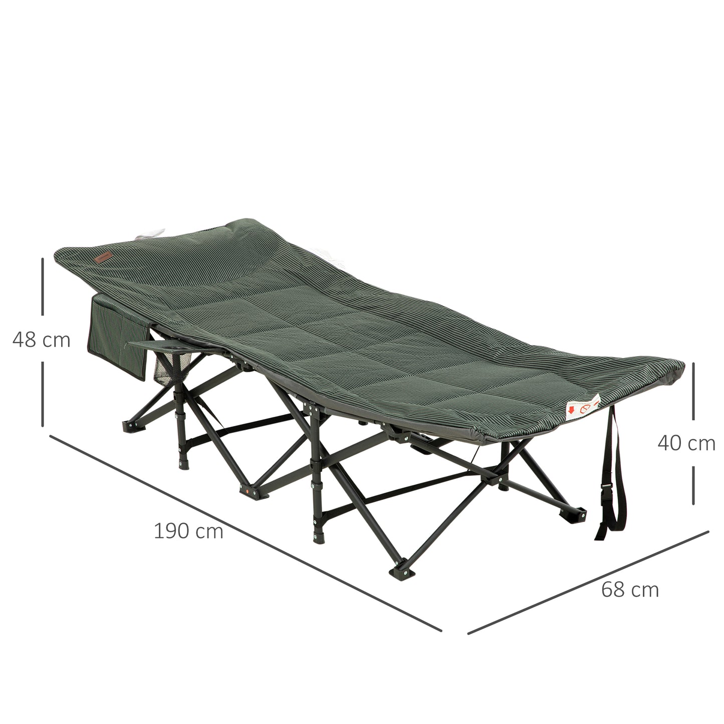 Foldable Camp Bed Padded Patio Camping Bed Carry Bag - Outsunny image 2
